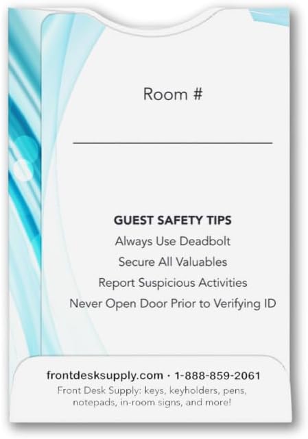 Blue Key Sleeves for Hotel and Motel Key Holders Welcome Design (Set of 1000)