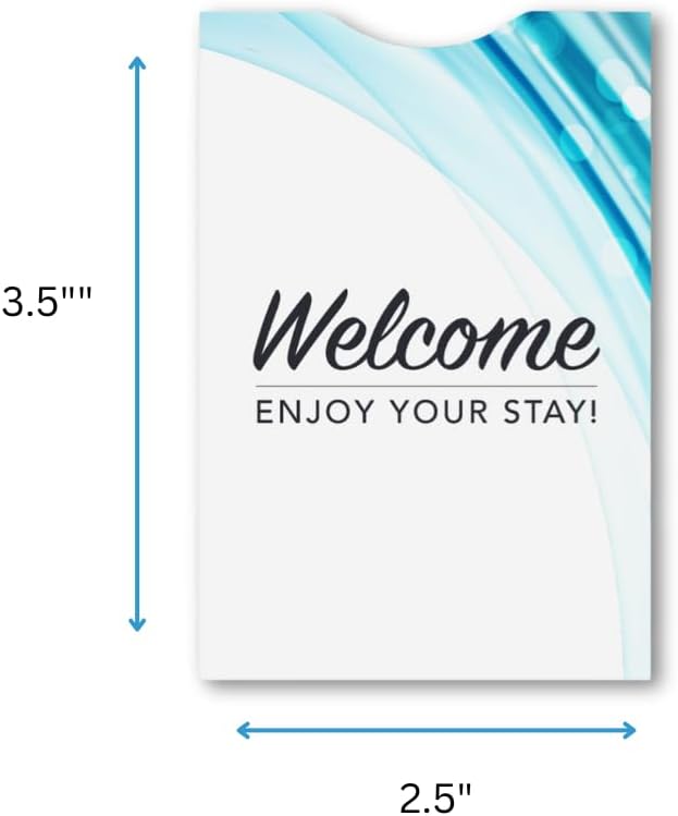 Blue Key Sleeves for Hotel and Motel Key Holders Welcome Design (Set of 1000)