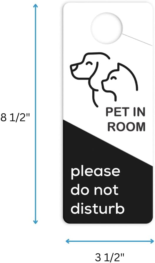 Hotel Door Hanger Do Not Disturb Signs for Pets Pet-Friendly Hotel Plastic Black and White Housekeeping Service Sign (Set of 10)
