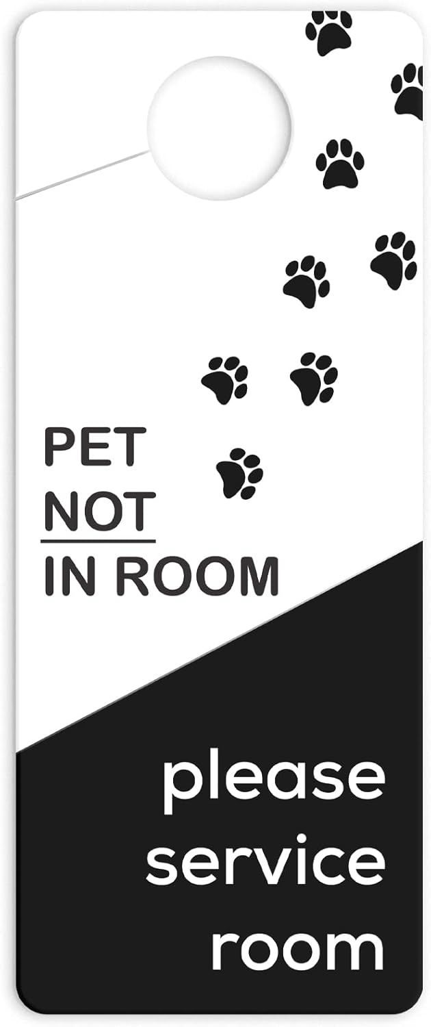 Hotel Door Hanger Do Not Disturb Signs for Pets Pet-Friendly Hotel Plastic Black and White Housekeeping Service Sign (Set of 10)