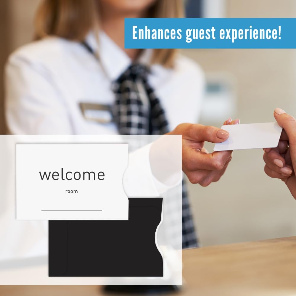 Black and White Custom Hotel Key Card Sleeves for Guests and Businesses (1000 Pack) Professional Protective Covers