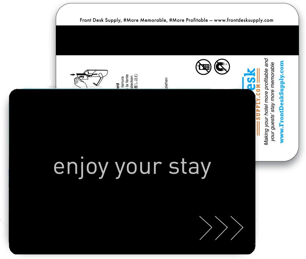 Magnetic Stripe Key Cards for Hotel and Motel - Black Design - Enjoy Your Stay (Set of 500)