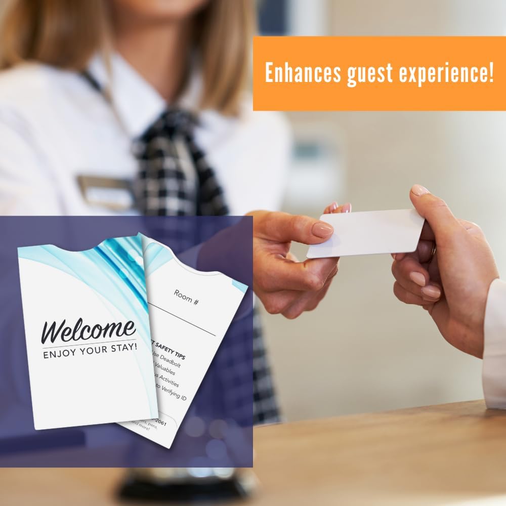 Blue Key Sleeves for Hotel and Motel Key Holders Welcome Design (Set of 1000)