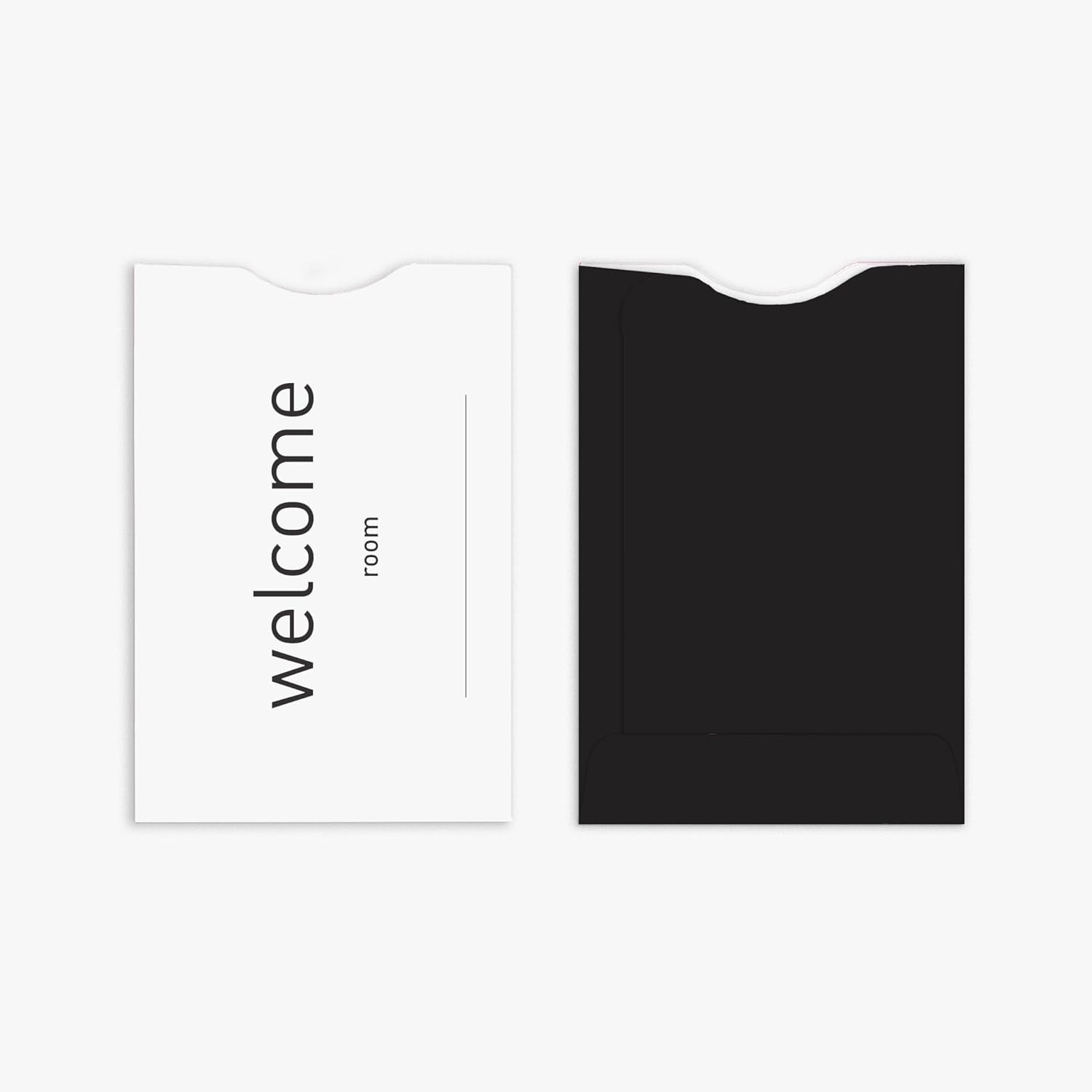 Black and White Custom Hotel Key Card Sleeves for Guests and Businesses (1000 Pack) Professional Protective Covers