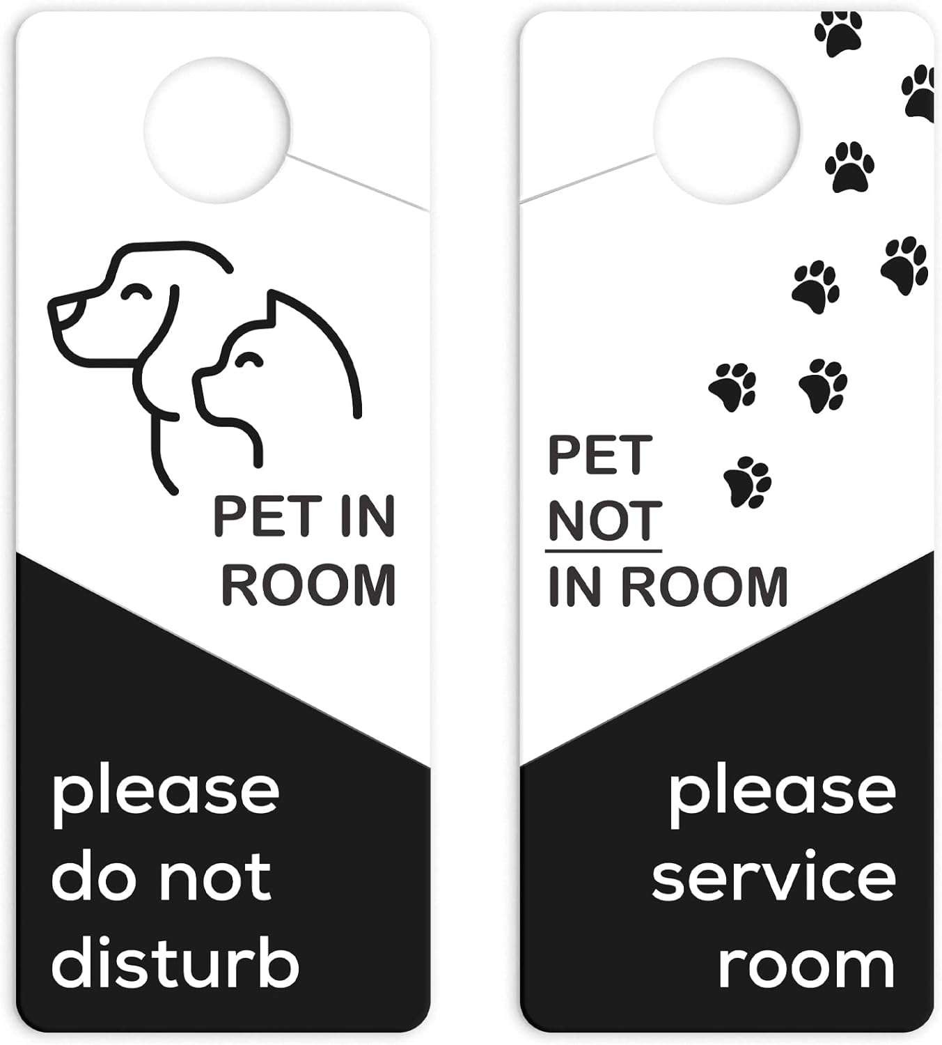 Hotel Door Hanger Do Not Disturb Signs for Pets Pet-Friendly Hotel Plastic Black and White Housekeeping Service Sign (Set of 10)