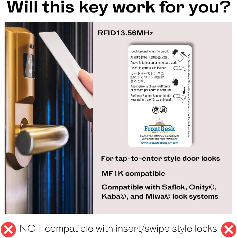 Black RFID (MF1K) Key Cards for Hotel and Motel 13.56MHz (Set of 500)