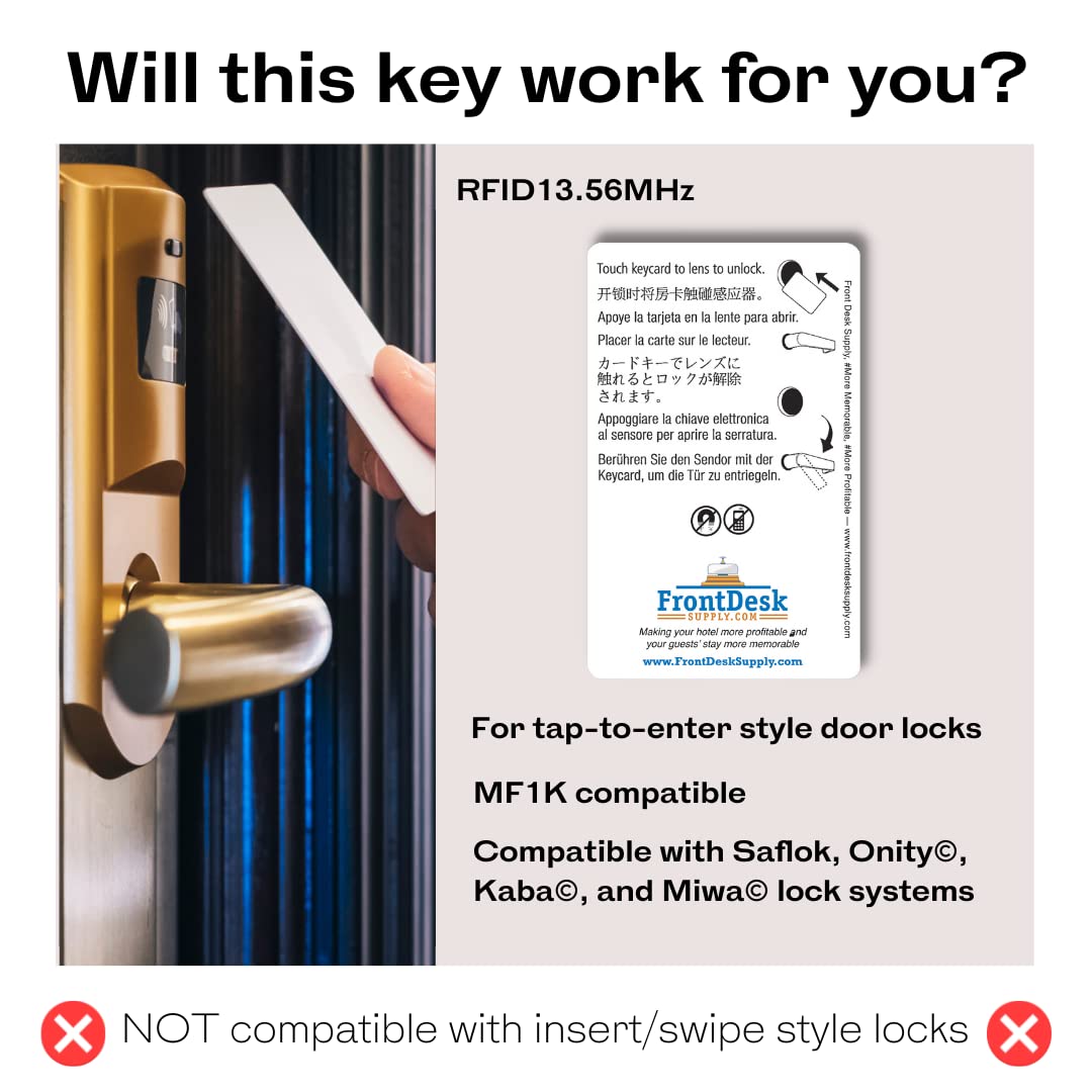 Blue RFID Hotel Key Cards (MF1k) 13.56MHz Multilingual Welcome Design (Set of 500)