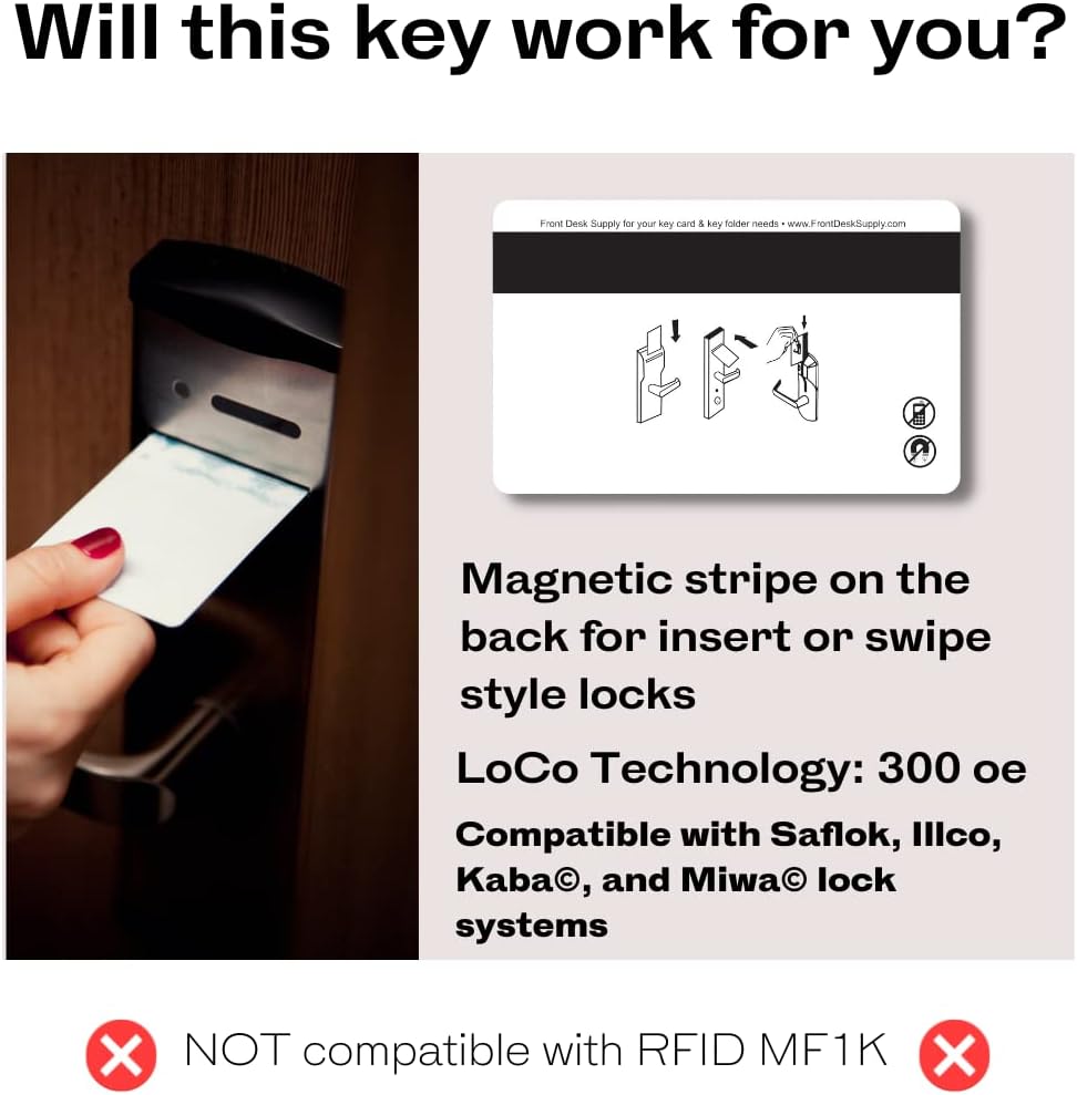 Magnetic Stripe Key Cards for Hotel and Motel - Black Design - Enjoy Your Stay (Set of 500)