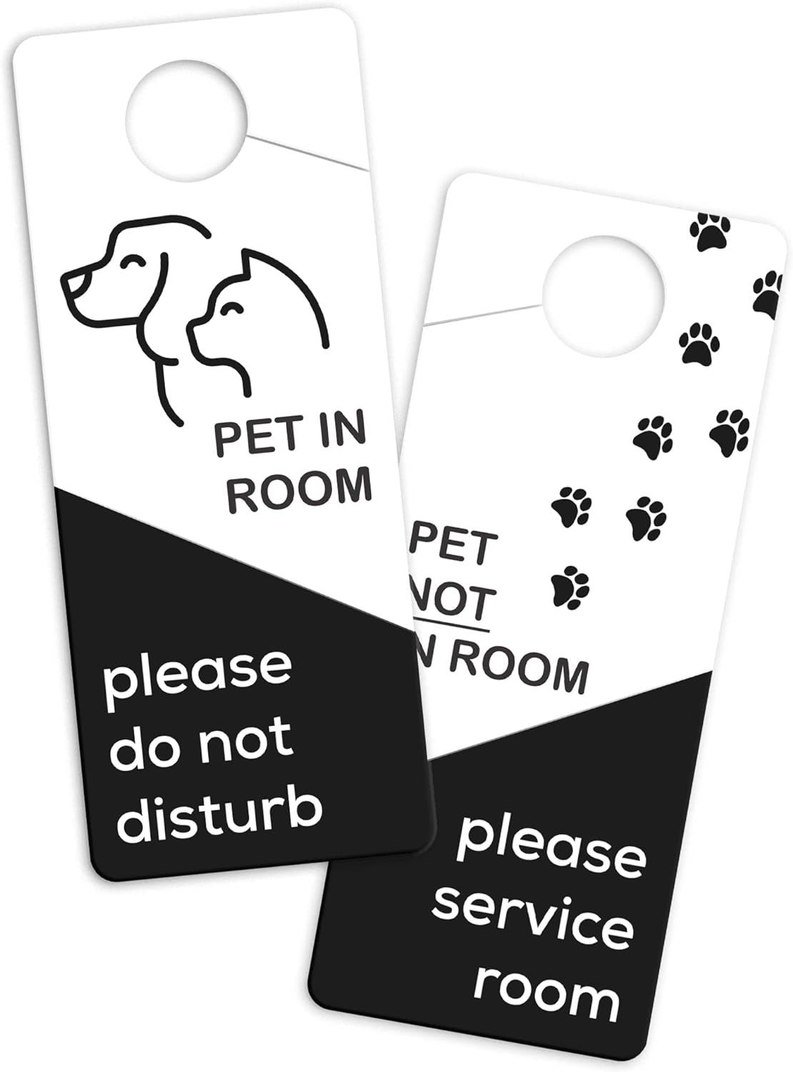 Hotel Door Hanger Do Not Disturb Signs for Pets Pet-Friendly Hotel Plastic Black and White Housekeeping Service Sign (Set of 10)