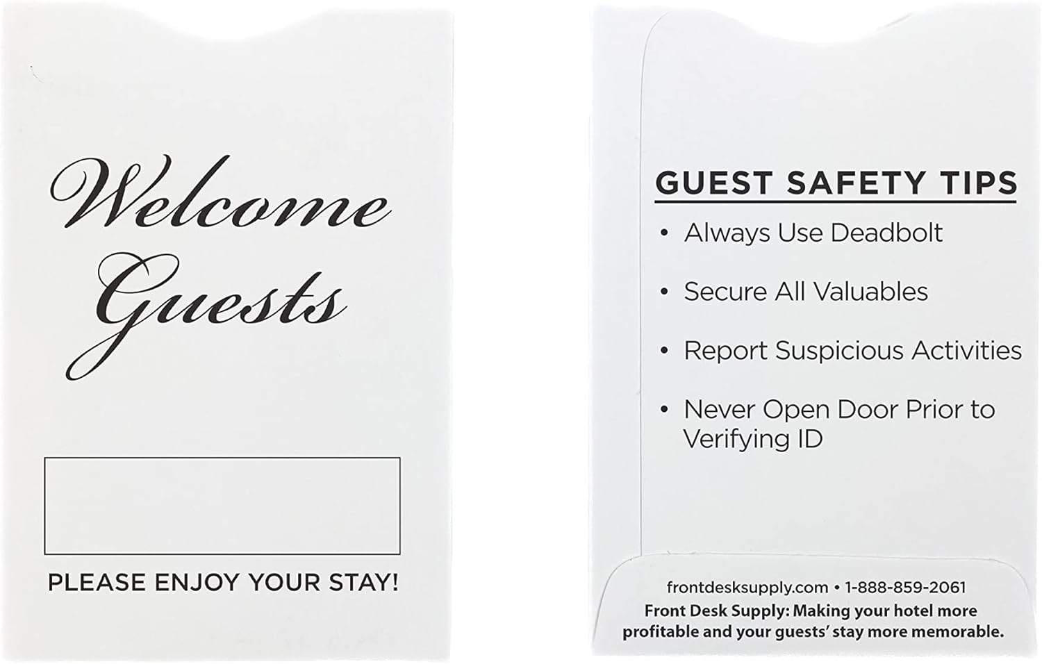 White Thumb Cut Key Sleeves for Hotel and Motel Script (Set of 1000)