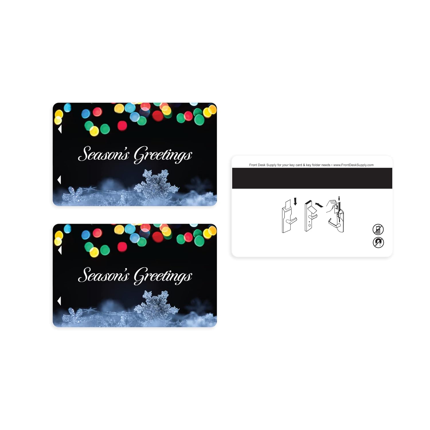 Magnetic Stripe Key Cards for Hotels and Motels with a Festive Holiday Design (Set of 500)