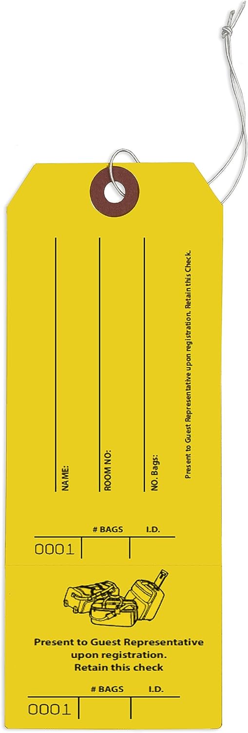 Luggage Claim Tag with String Serial Numbers Bag Stickers and Claim Ticket (Box of 1000)