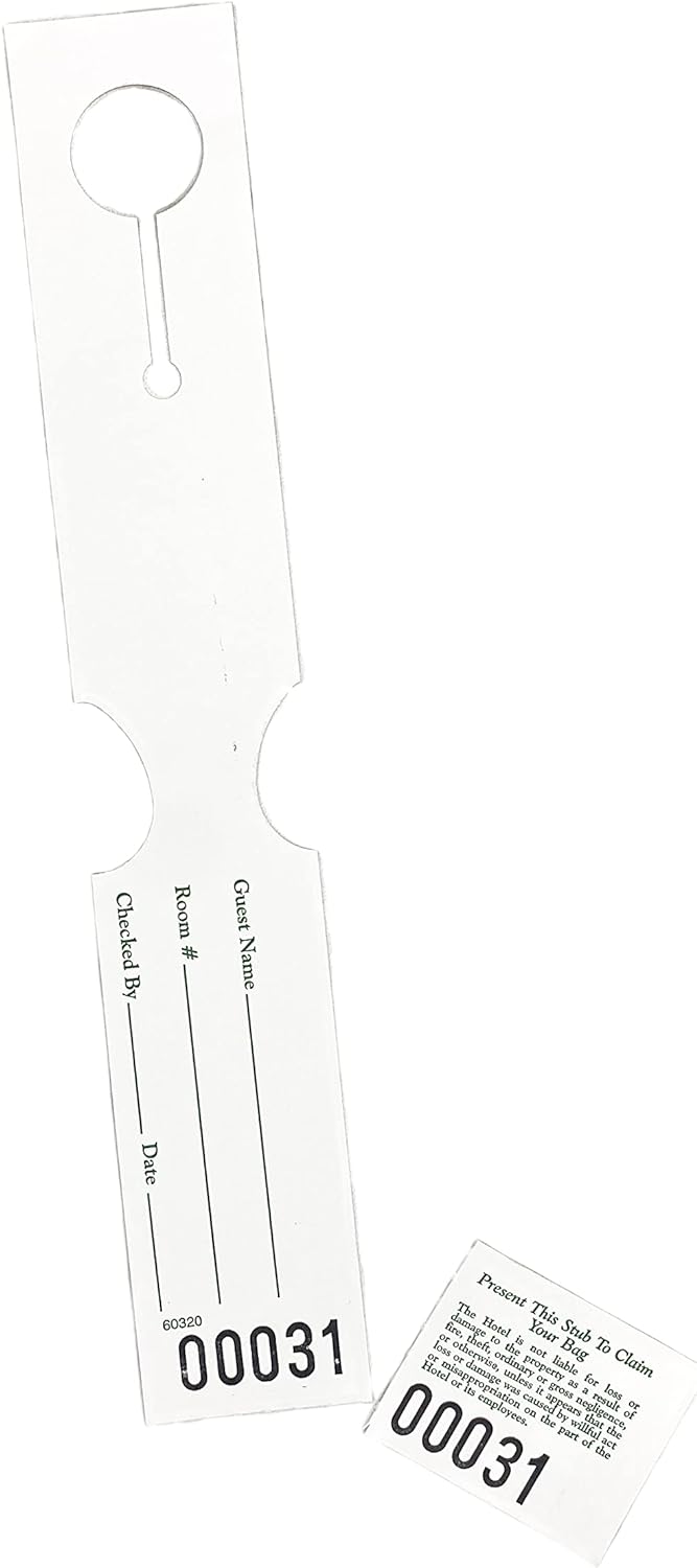 Long white with green lettering Bag ID Tag (Box of 1000)