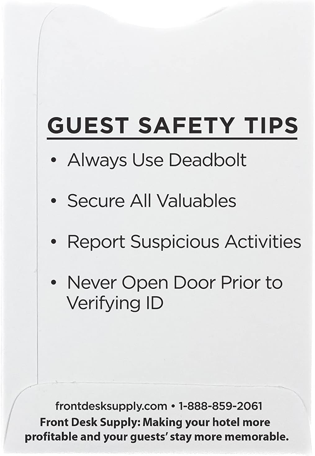 White Thumb Cut Key Sleeves for Hotel and Motel Script (Set of 1000)