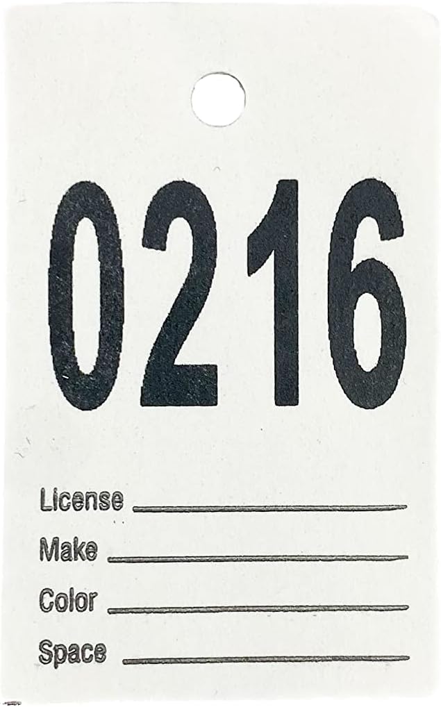 Extra Large Numbered Claim Check for Valet Parking - Hangs from Rearview Mirror 3 Piece Ticket with Large Serial Numbering with Perforated Claim Ticket (Set of 1000)