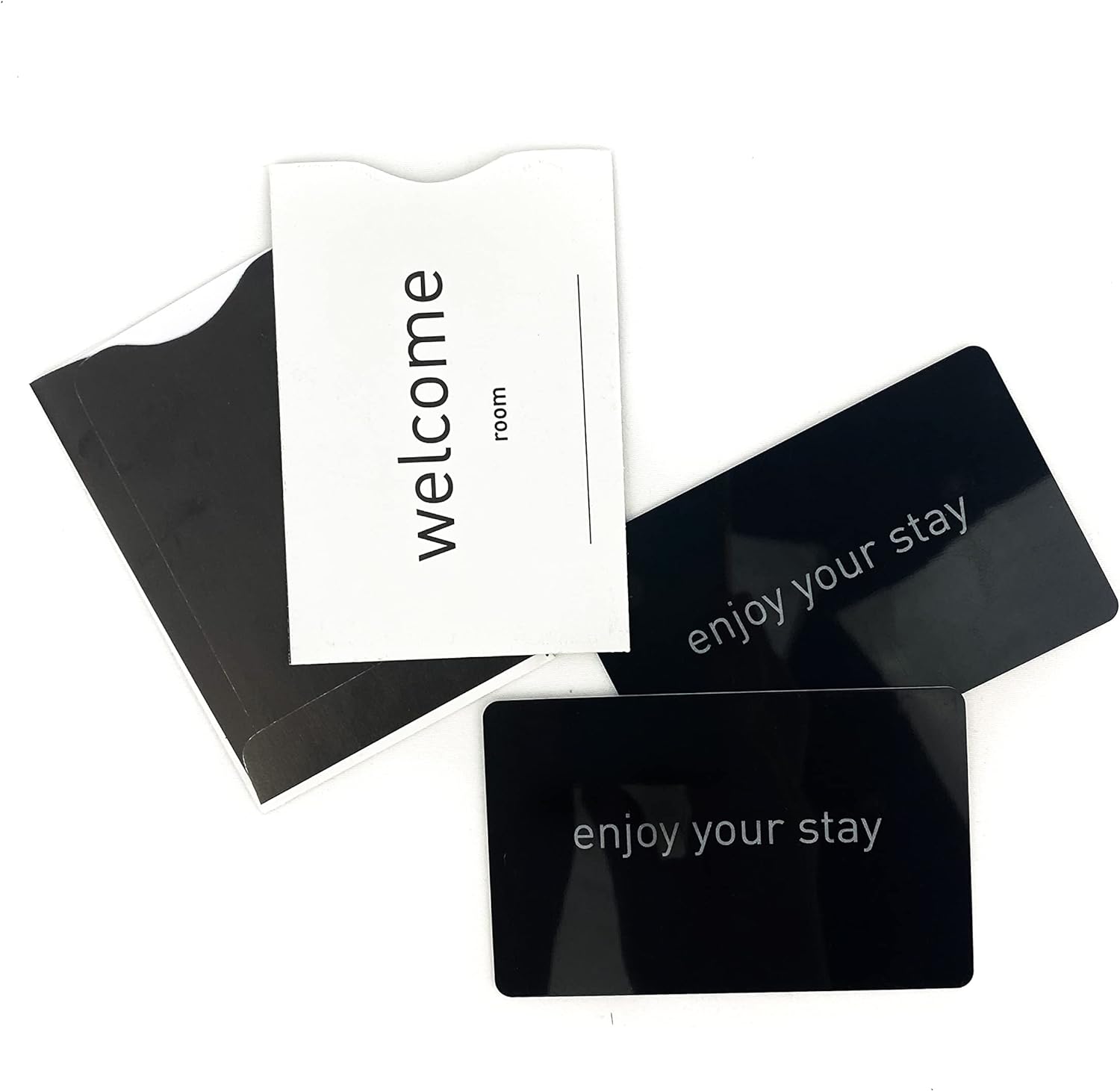 Black and White Custom Hotel Key Card Sleeves for Guests and Businesses (1000 Pack) Professional Protective Covers