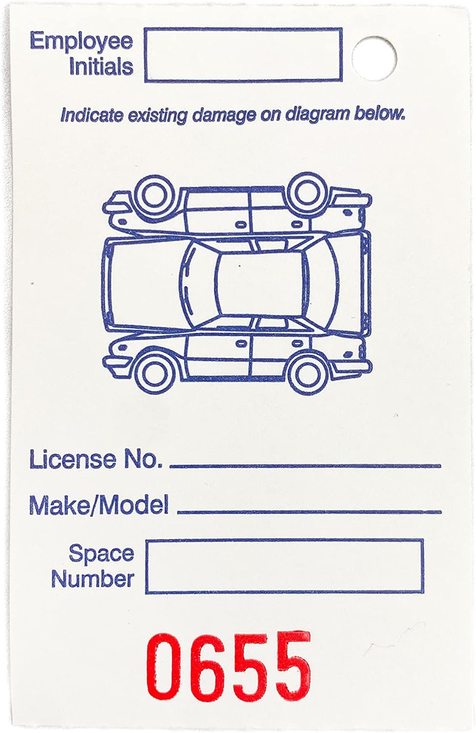 Blank White Valet Tag Claim Check for Hotel and Restaurant Valet Parking with Serialized Numbers and Perforated Edge (Set of 1000)