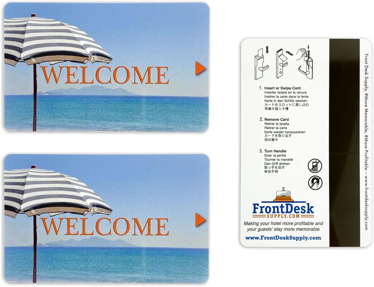 Magnetic Stripe Hotel Key Cards Welcome with Beach Umbrella Design (Set of 500)