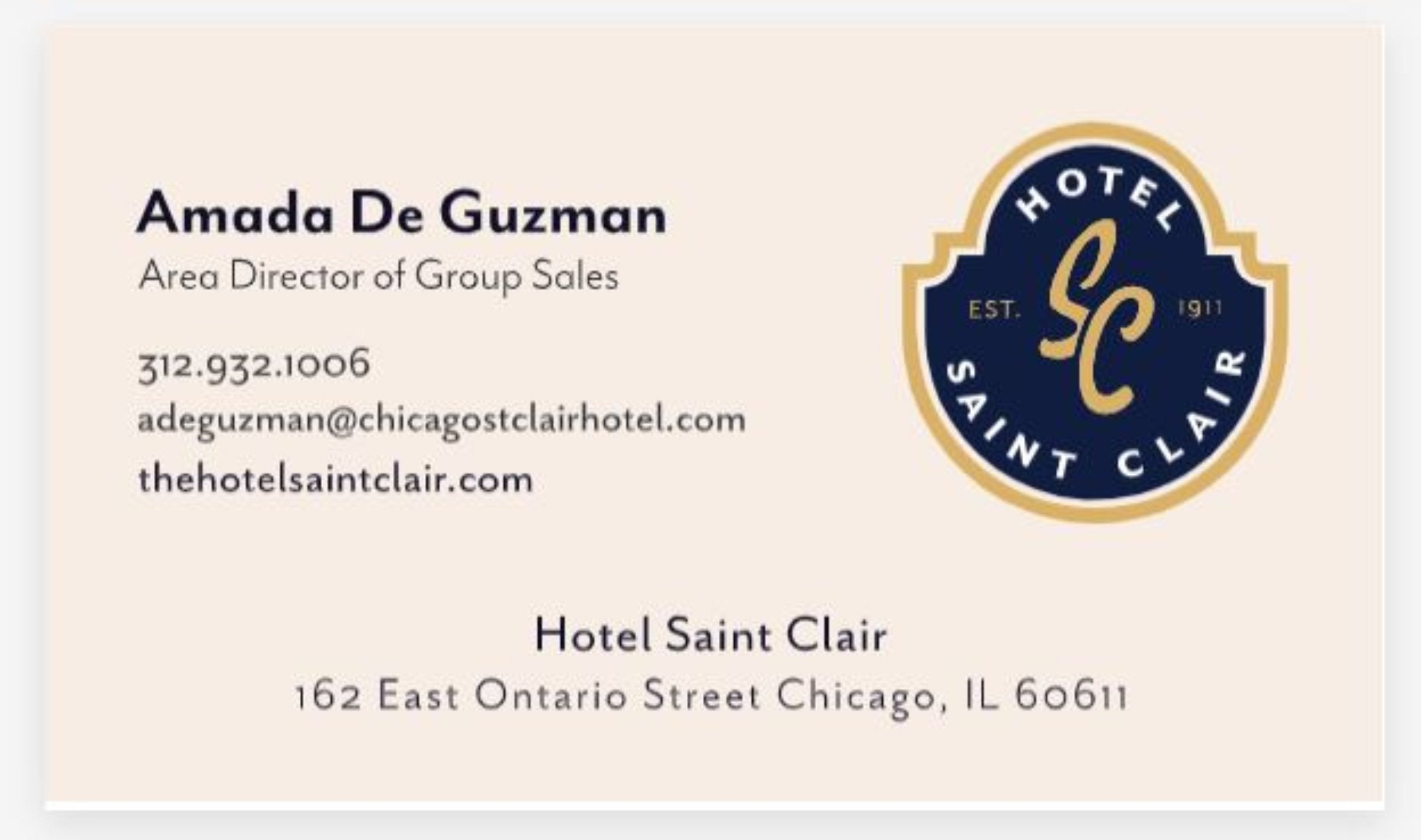 Hotel Saint Clair Custom Business Cards