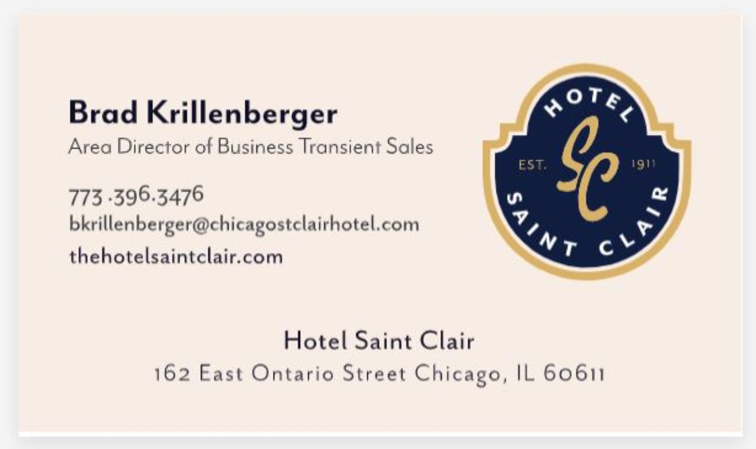Hotel Saint Clair Custom Business Cards
