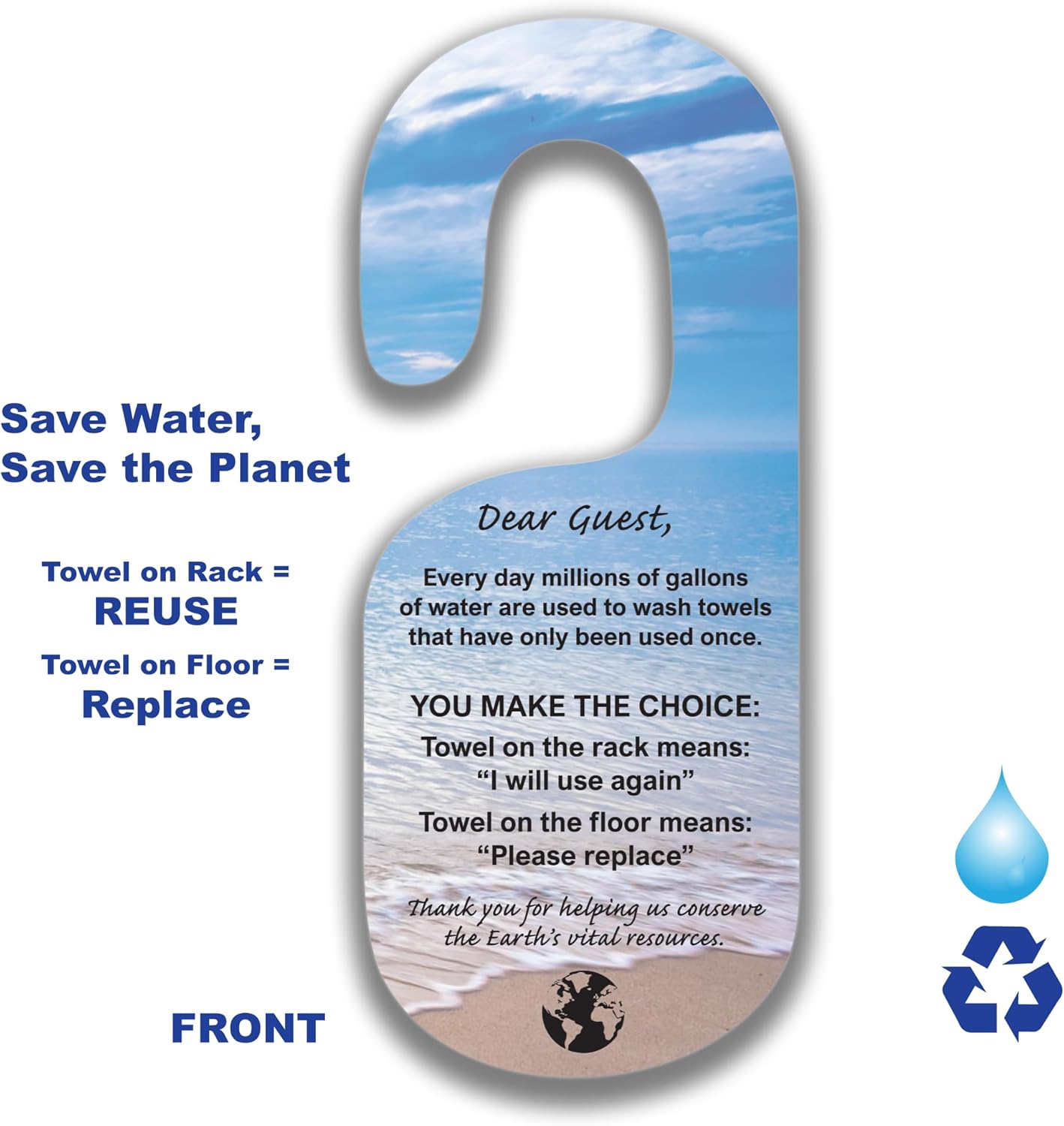 Towel Rack Conservation Signs (100 Signs per box/$55 per box)