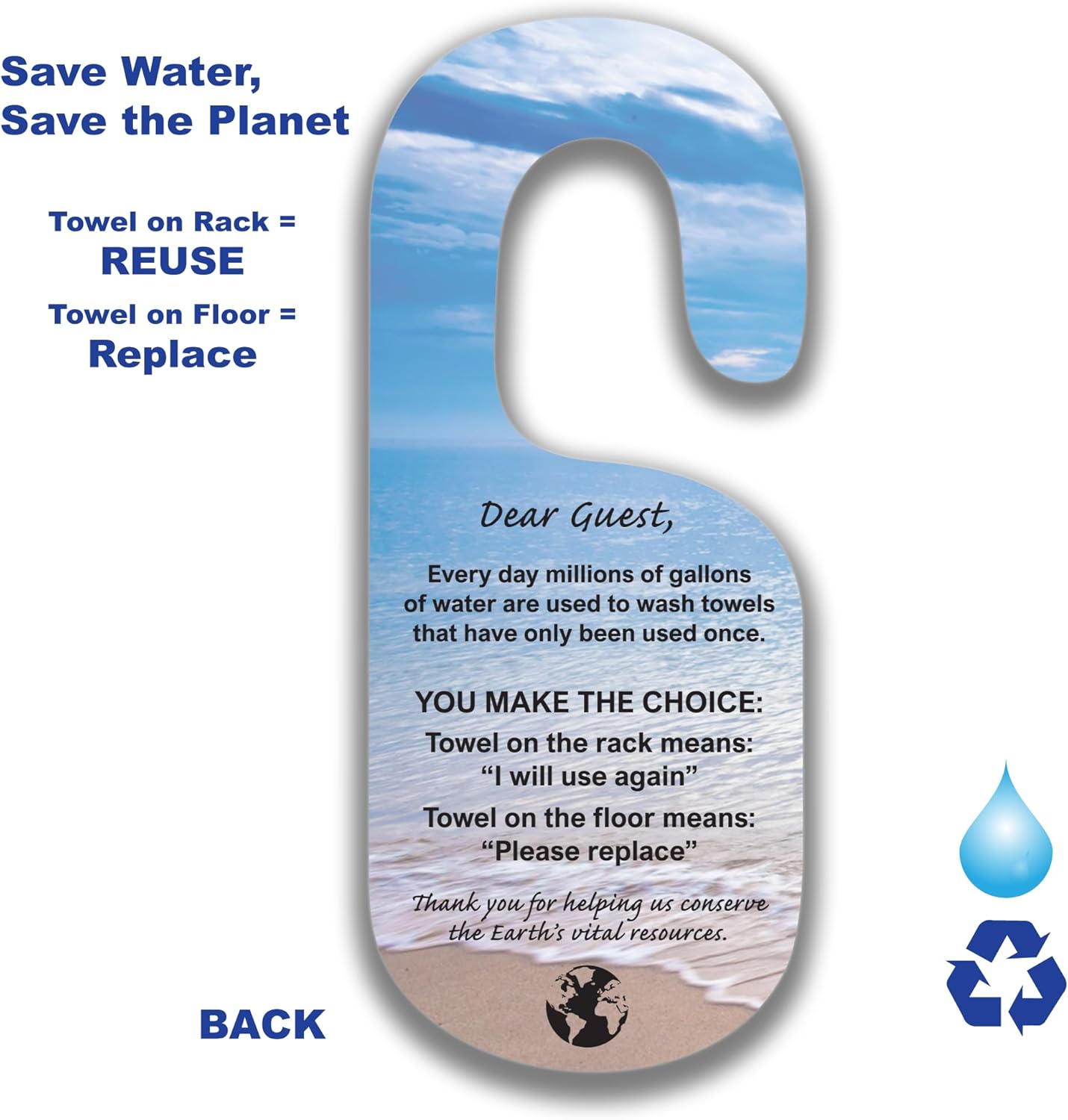 Towel Rack Conservation Signs (100 Signs per box/$55 per box)