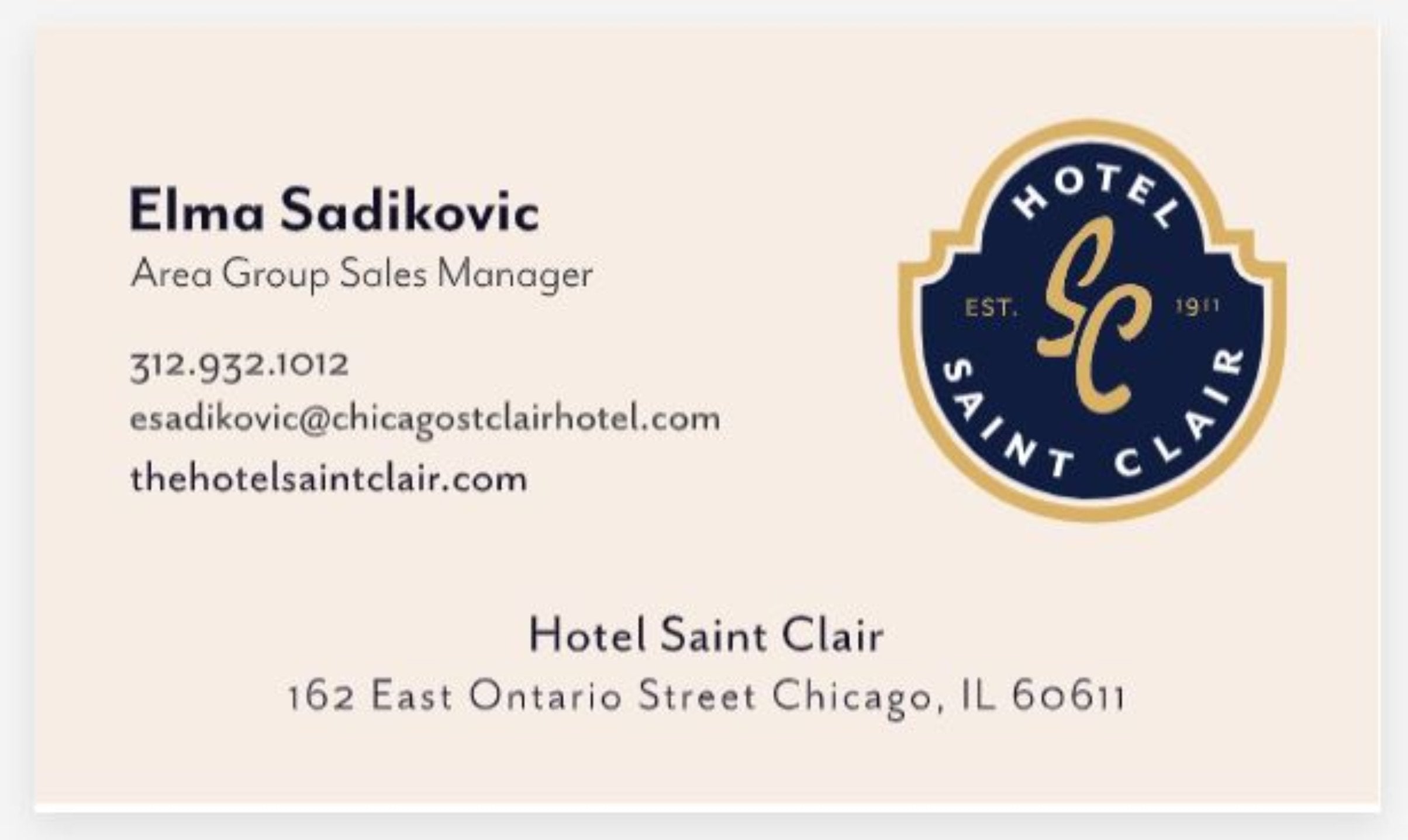 Hotel Saint Clair Custom Business Cards