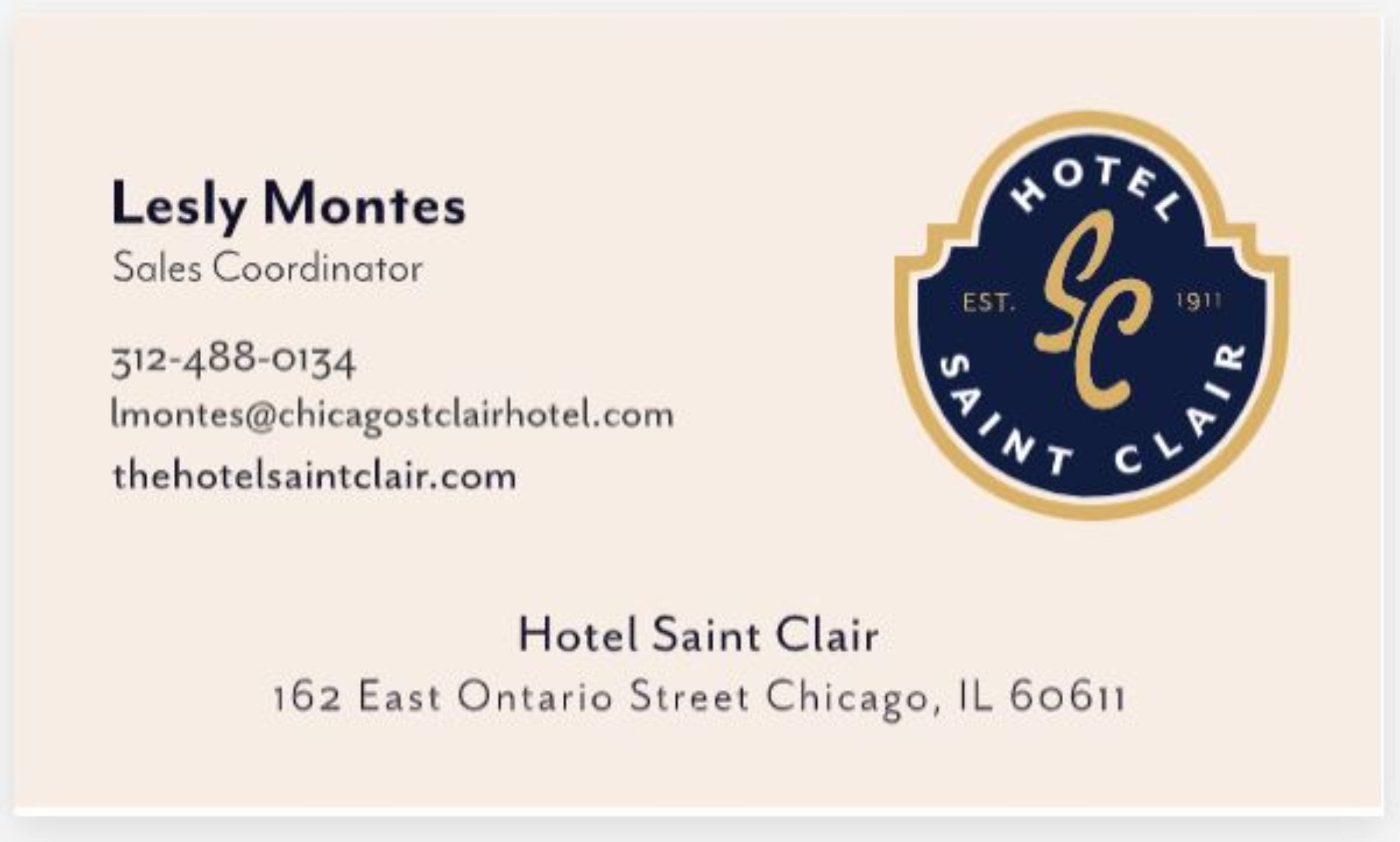 Hotel Saint Clair Custom Business Cards