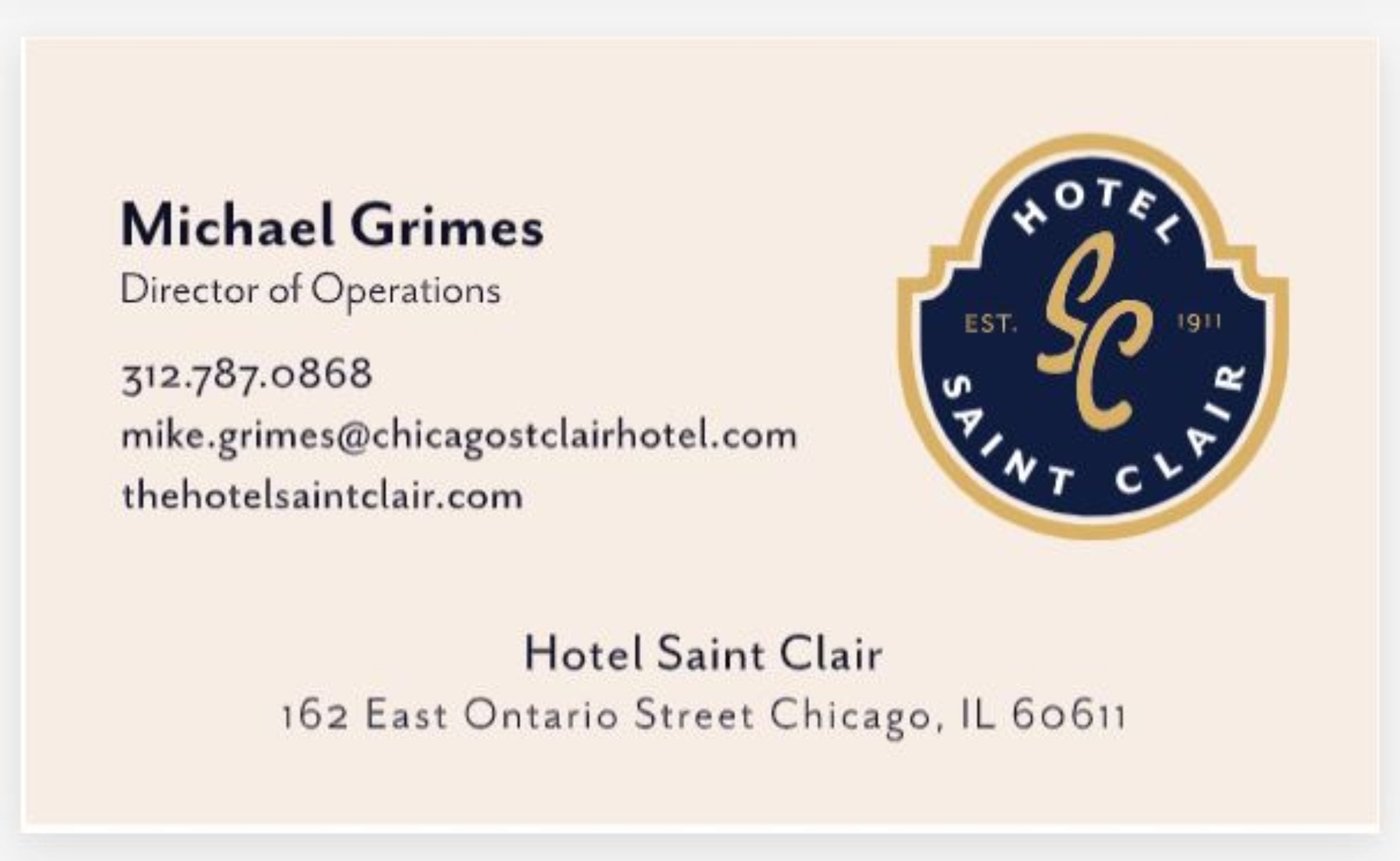Hotel Saint Clair Custom Business Cards