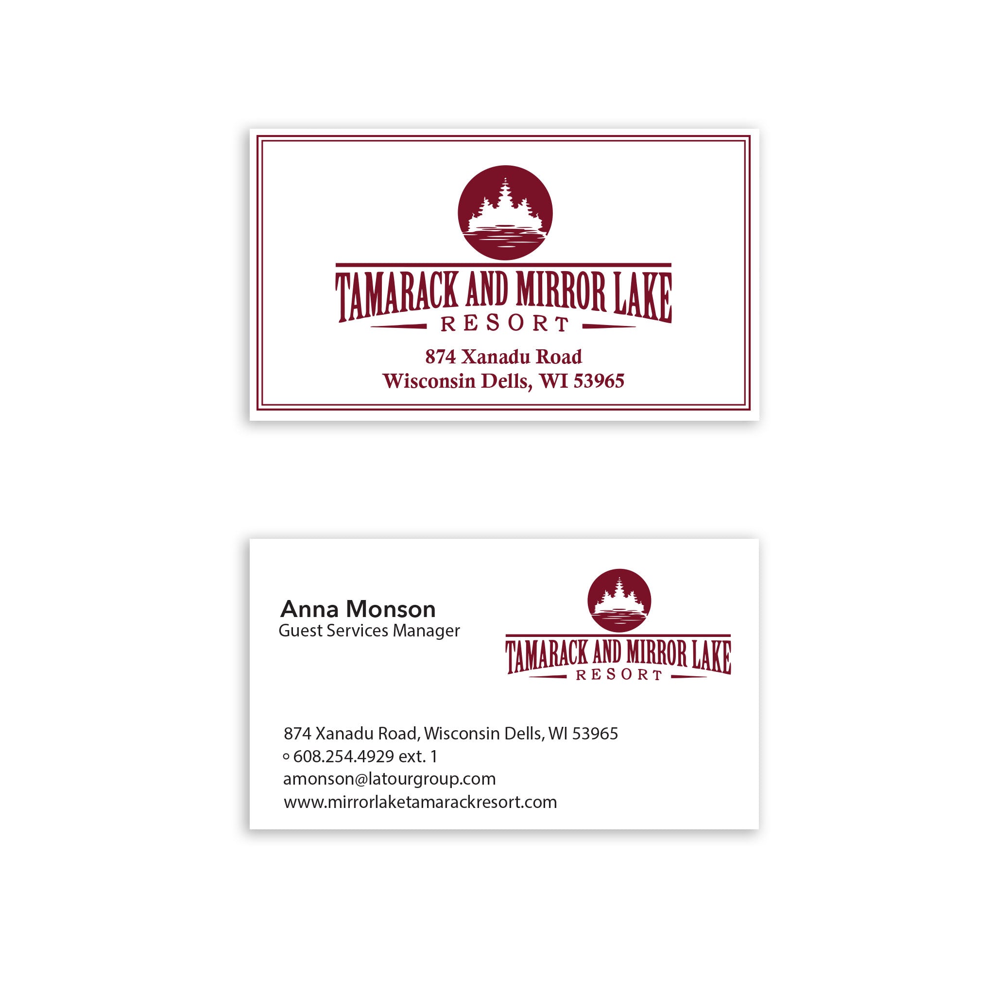 Tamarack Mirror Lake Business Card