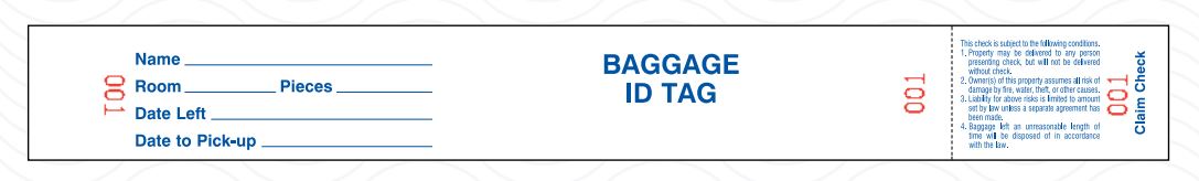 Baggage ID Tag w/Transfer Tape (Box of 1000)