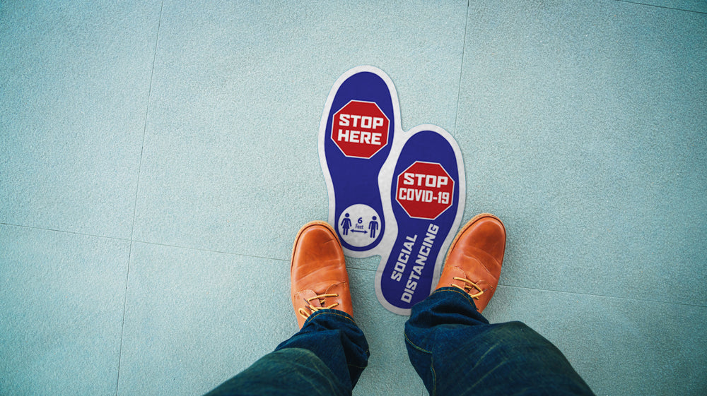 6ft Distancing Floor Signs - Set of 10 - Front Desk Supply