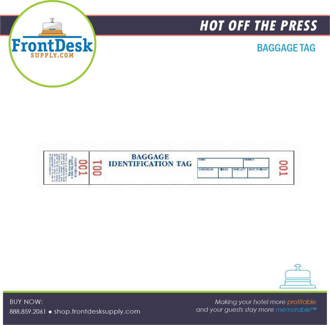 Hotel and Motel Cohesive Bag Tag - Box of 1,000 - Front Desk Supply