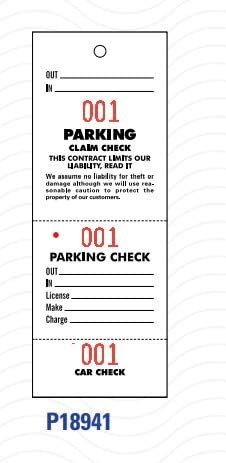 Blank White Valet Tag Claim Check for Hotel and Motel Parking with Serialized Numbers and Perforated Edge (Set of 3000)
