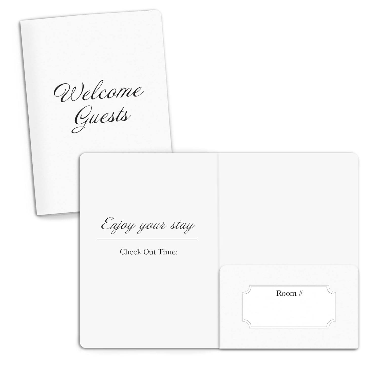 White Hotel Key Card Folder with Key Holder Pocket - Classic Welcome Design Hotel Supplies (Set of 3000)