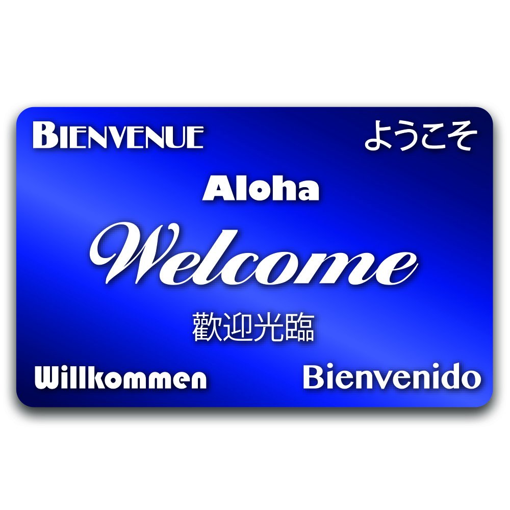 Blue RFID Hotel Key Cards (MF1k) 13.56MHz Multilingual Welcome Design (Set of 500)