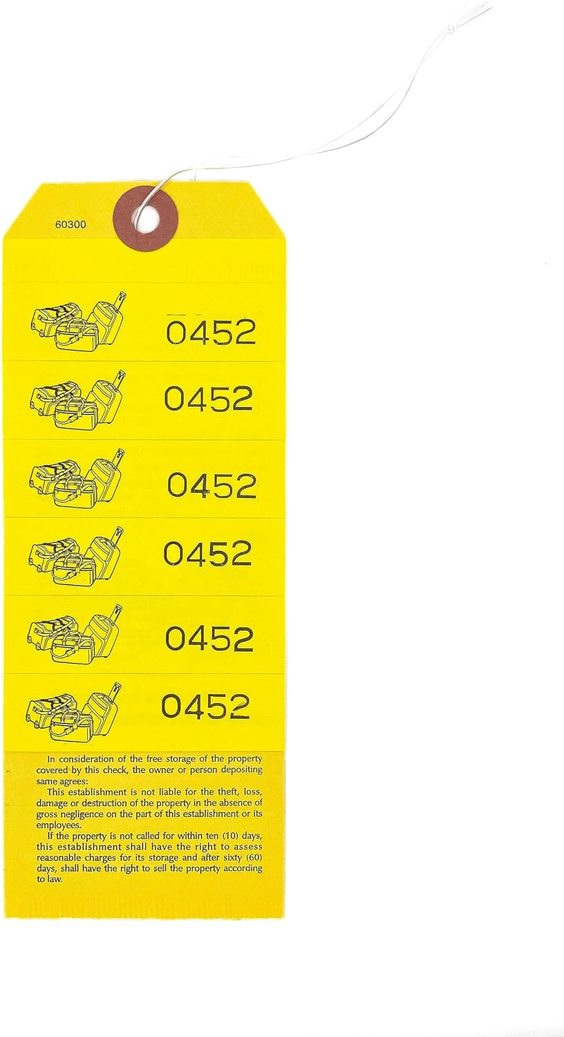 Luggage Claim Tag with String, Serial Numbers, Bag Stickers, and Claim Ticket - Blank Bag Tags with Stickers for Hotel and Motel Bag Storage (Set of 1000)