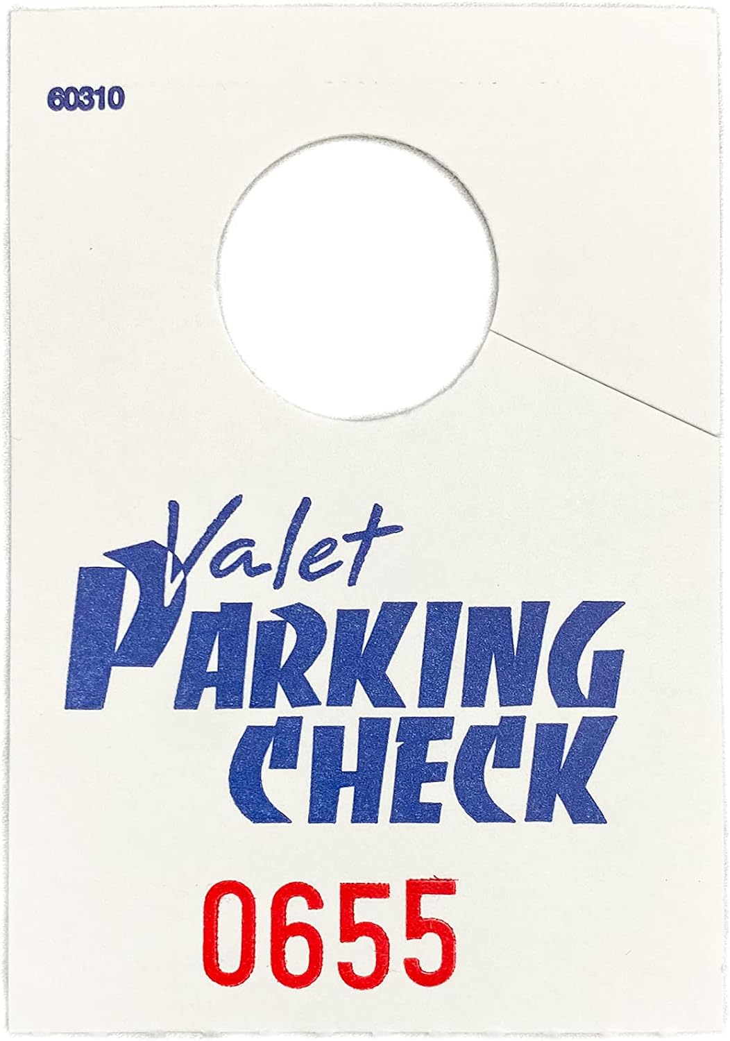 Blank White Valet Tag Claim Check for Hotel and Restaurant Valet Parking with Serialized Numbers and Perforated Edge (Set of 1000)