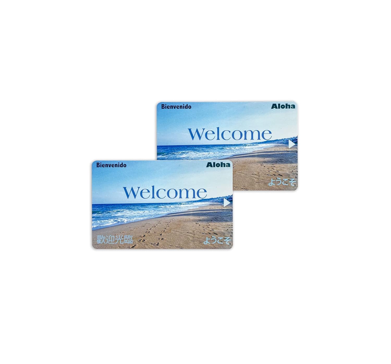 Magnetic Stripe Key Cards for Hotel and Motel - Beach Welcome Design - Multilingual (Set of 500)