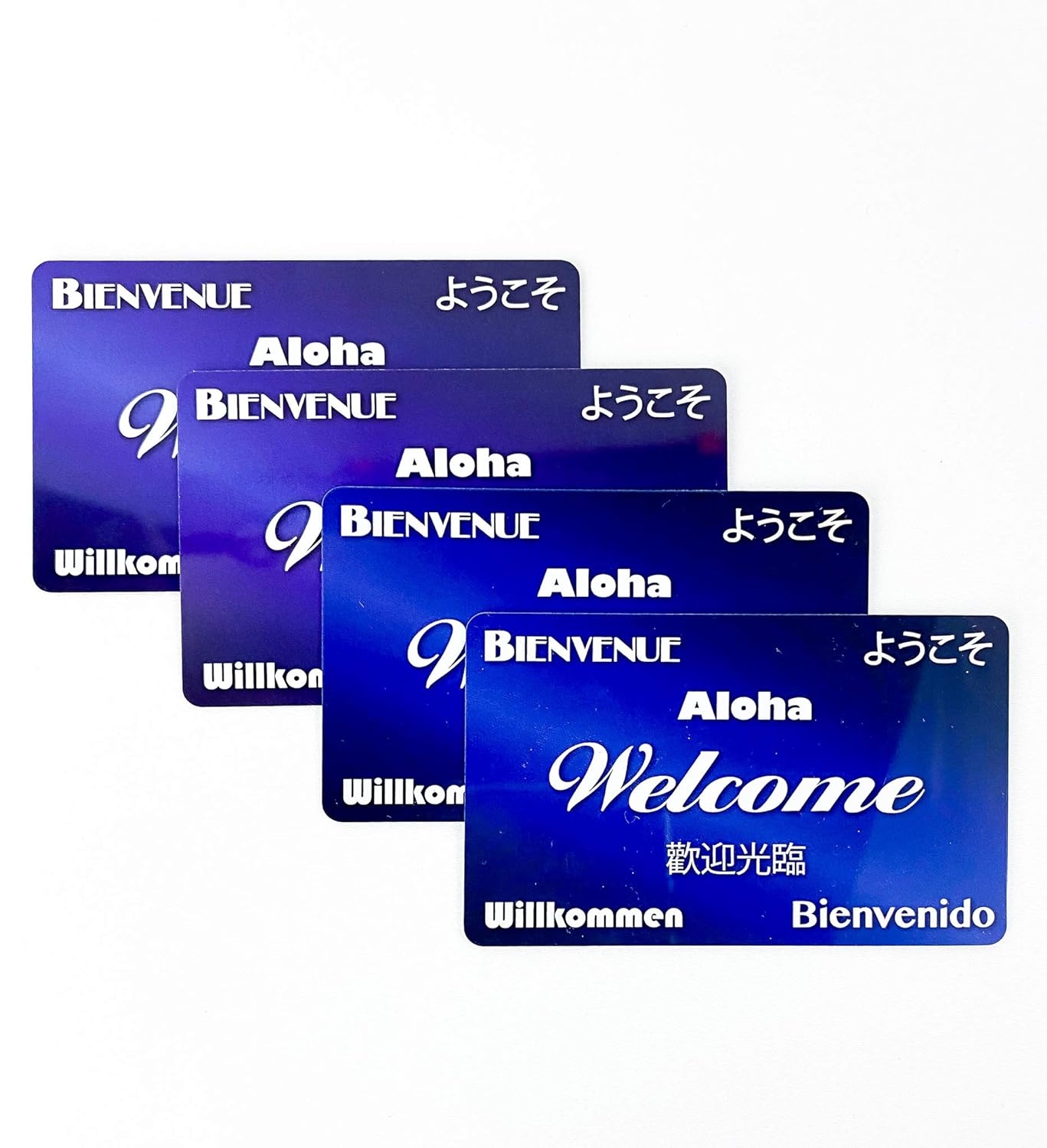 Blue RFID Hotel Key Cards (MF1k) 13.56MHz Multilingual Welcome Design (Set of 500)