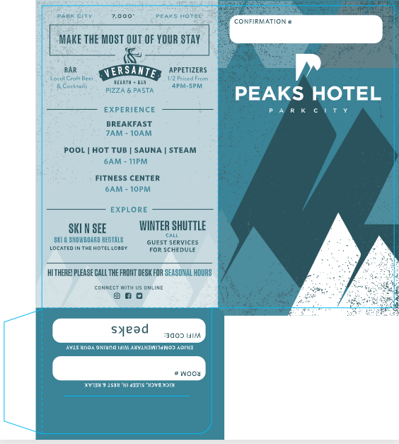 Park City Peaks Hotel Custom Key Folders (500 folders per box / $165 per box)