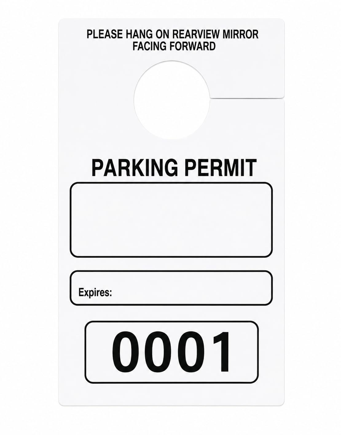 Front Desk Supply Parking Permits, Die-Cut Hanging Parking Tags, Sequentially Numbered, 1,000 Pack