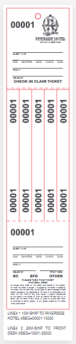 Riverside Hotel 3 part Luggage Tags (500 tags per box / $85 per box)