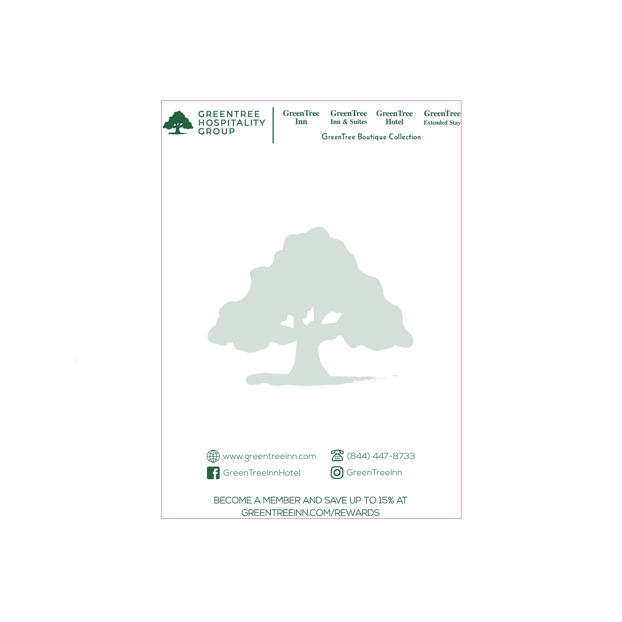 GreenTree Hospitality Custom Notepads (50 notepads per box / $13 per order of 50 notepads) - Front Desk Supply