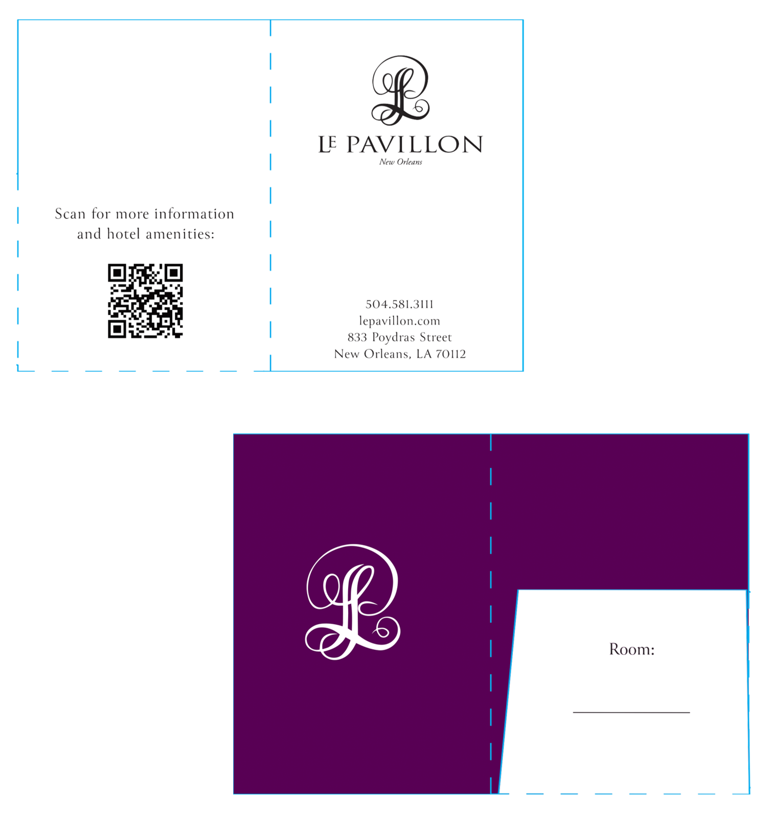 Le Pavillon Hotel Custom Key Folders (1000 Folders per box / $400 per box)