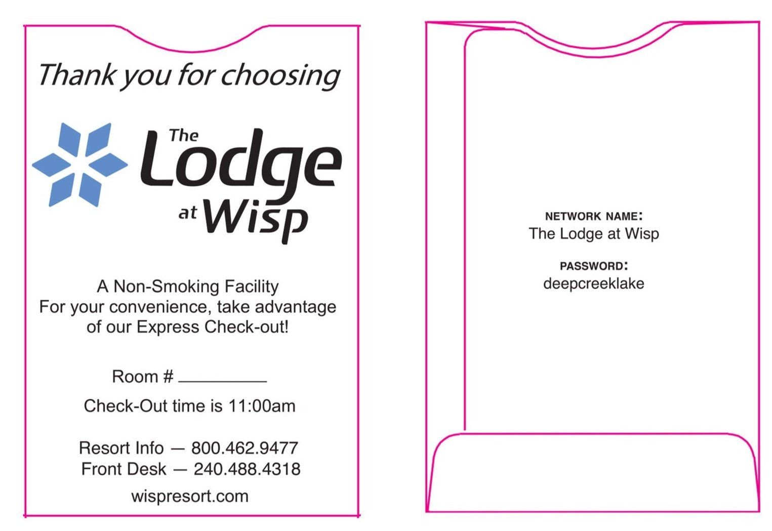 Lodge at Wisp Key Sleeves (1000 sleeves per box / $80 per box)