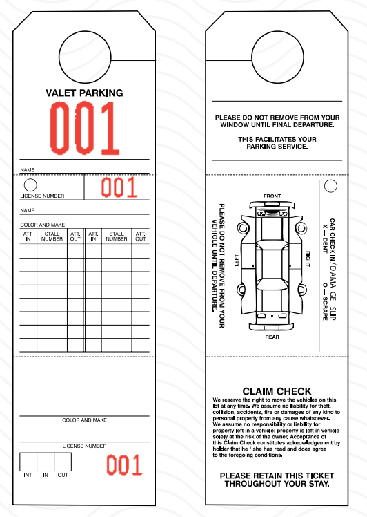 Hotel and Motel Parking Tag - Box of 1,000 - Front Desk Supply