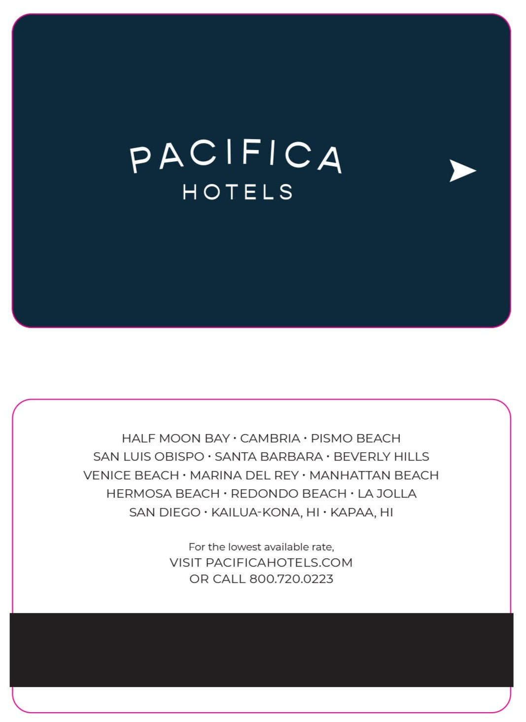 Pacifica Hotels Logo Magnetic Key Cards (500 cards per box / $60 per box)